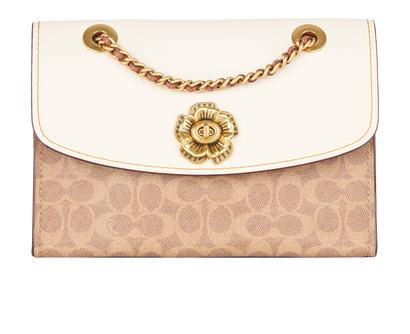 Parker Shoulder Bag, &pound;110, Handbags, Brown/Cream, Canvas/Leather, Front view